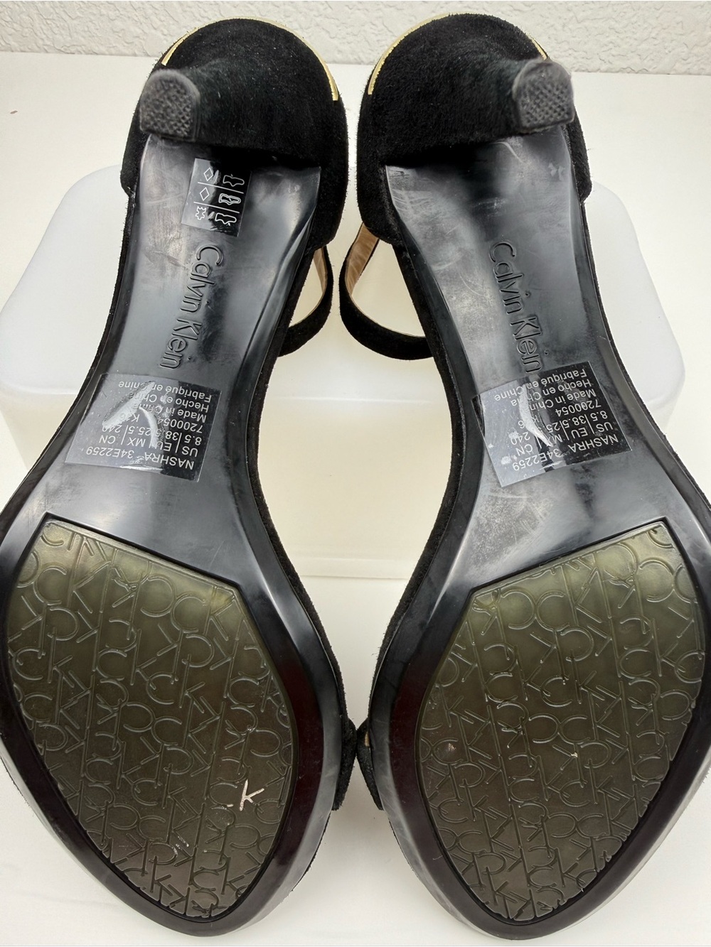 Calvin Klein | Nashra T-Strap Suede Heels | Black | 8.5 - Picture 9 of 14